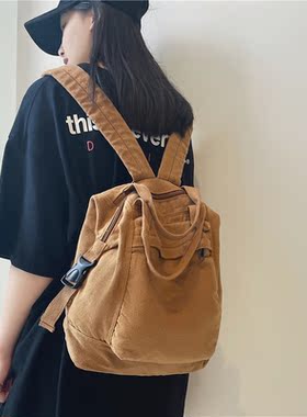 School Bag Student Shoulders Large Capacity Khaki Backpack F