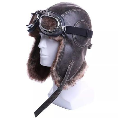 Earflap Ushanka Warm Fur Hat Leather Army Helmet Bomber Men