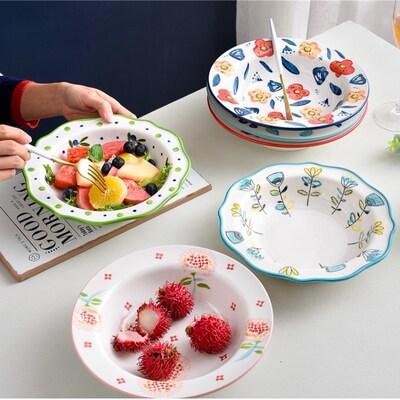 Salad Plate Inlay Dinner Dish Cartoon Pattern Steak Plates H