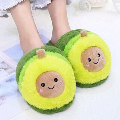 Cute Avocado Slippers Soft Warm Comfortable Househould Soft