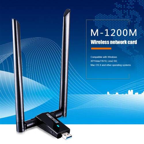 USB WiFi Receiver Dongle 1200M RTL8812AU 2.4 5.8GHz Dual Ban