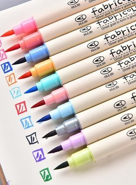 10 Color Fabricolor Write Brush Pen Calligraphy Paint Marker