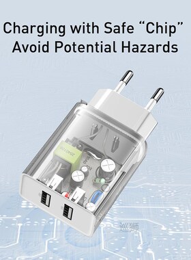 Portable Dual USB Charger 5V 2.1A For iPhone X 8 7 6 Charger