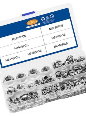 192PCS/Box DIN6923 Hexagon Flange Nuts Assortment Kit M3 M4