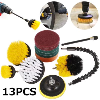 13pcs/set Electric Drill Brush Scrub Pads Kit Power Scrubber