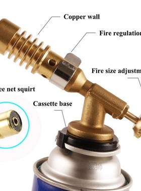 New Outdoor Camping BBQ Gas Torch Flame Gun Blowtorch Copper