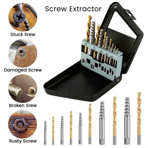 10pc Screw Extractor Cobalt Left Hand Drill Bit Set Broken B