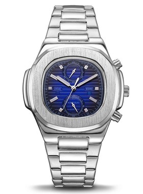 Stainless Steel Sport Watch Waterproof Chronograph Square Qu