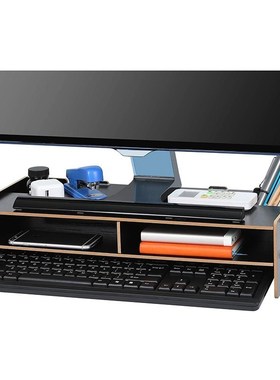 Wood Monitor Stand Multifunctional Office Desk Organiser Des