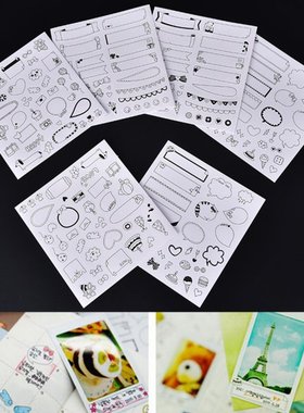 6 Sheets/set Black Calendar Paper Sticker For Scrapbook Cale