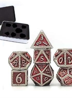 7Pcs Metal Dice Multi-faceted Dice Different Sizes Digital