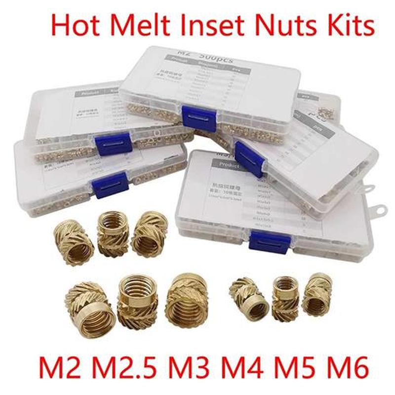 M2 M2.5 M M4 M5 M6 Brass Hot Melt Inset Nuts Assortment Kit
