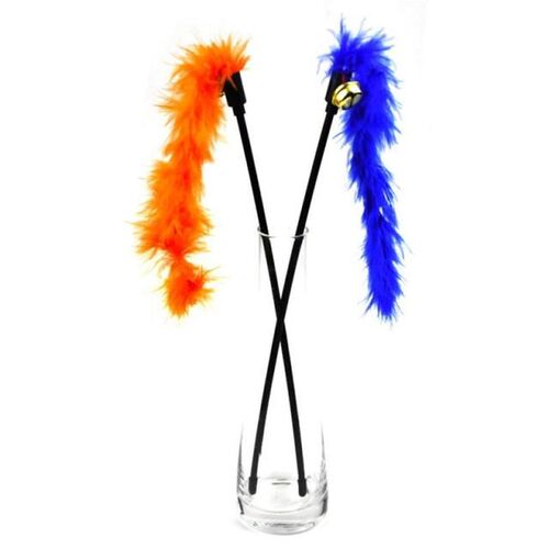 5/10Pcs Turkey Feathers Tease  Stick Interactive Pet Trai