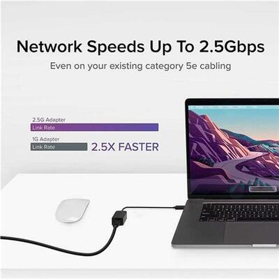 2 in 1 USB3.0/Type-C to Gigabit Ethernet Adapter 2500Mbps RJ