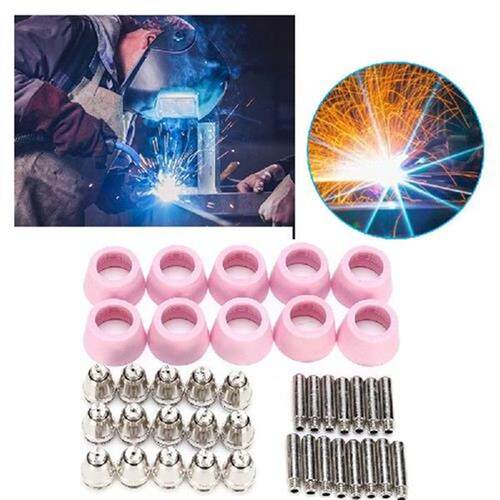 40pcs Plasma Cutter Consumables Kit Copper Chrome Electrode