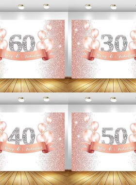 Happy 30th 40th 50th 60th Birthday Backdrop Flash Rose Gold