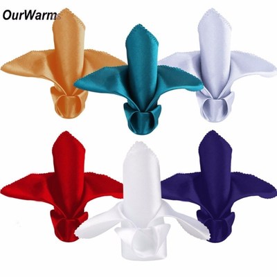 OurWarm 10Pcs Wedding Napkins 30cmX30cm Satin Handkerchief C