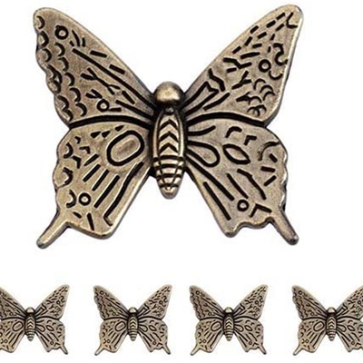 5 Pcs Vintage Butterfly 43mm Handle Knobs Cupboard Door Knob