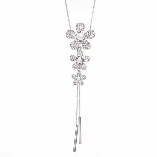 Fashion Flowers Faux Pearl Rhinestone Necklace Choker