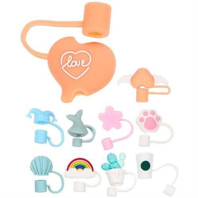 10 Pcs Silicone Straw Stopper Gift Toppers Straw Markers