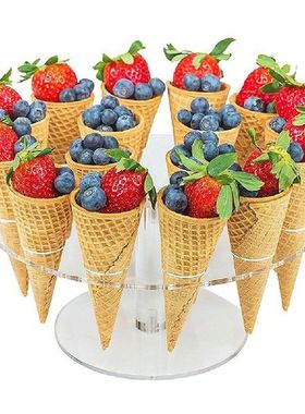 16 Holes Acrylic Transparent Ice Cream Stand Cake Cone