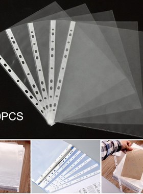 100Pcs A4 11 Holes Loose Leaf Docuts Sheet Protectors Plasti