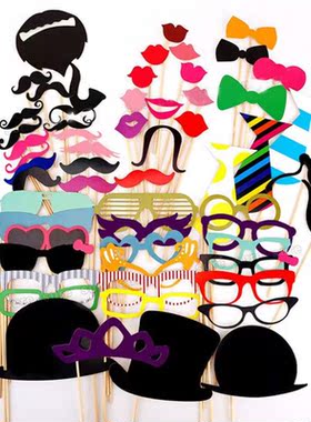 58 photo props red lips paper beard party wedding Christmas