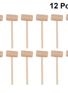 12pcs Solid Wood Mini Hammers Hitting Hammer Cake Mallet Kid