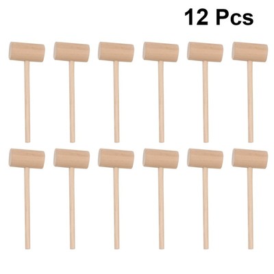 12pcs Solid Wood Mini Hammers Hitting Hammer Cake Mallet Kid
