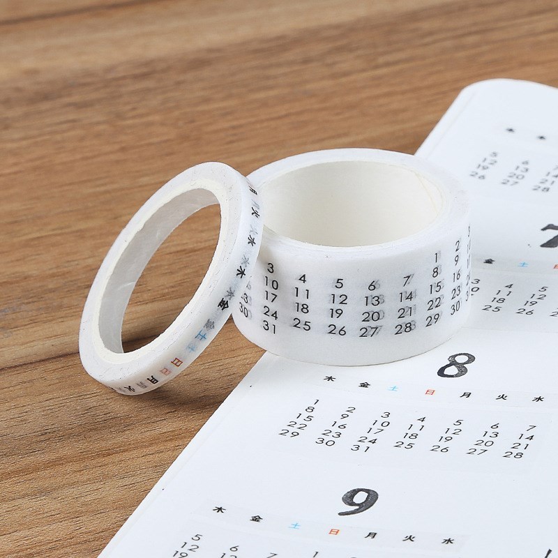 2 pcs/set date Week calendar Washi Tape Planner Masking Tape