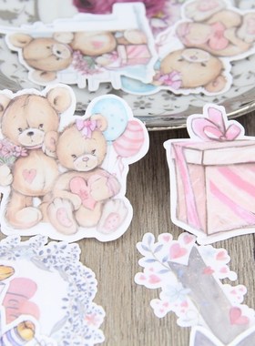 22 pcs / set Hand painted watercolor bear doll flower accou
