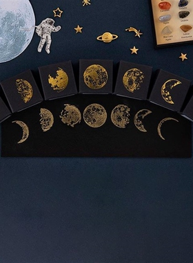 Vintage Moon Series Wood And Rubber Seal Stamps For Aestheti