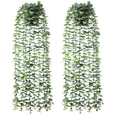 Artificial Hanging Plants 2 PCS Fake Eucalyptus Potted