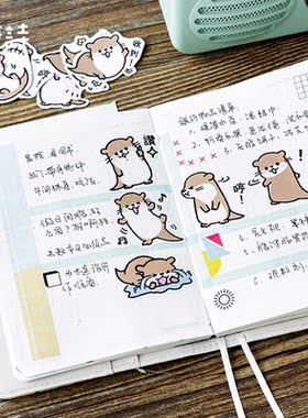 45pcs/pack15 Designs Cute Kawaii Otter Paper Stickers Noteb