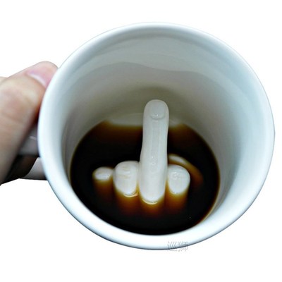 Creative Design White Middle Finger mug,Novelty Style Mixing