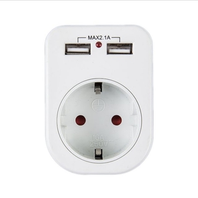 EU Standard Conversion Plug with Dual USB,Socket Extension