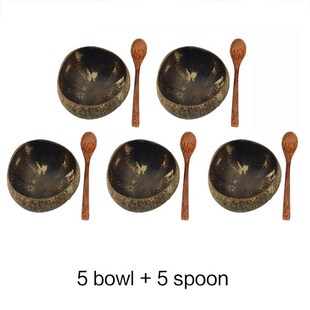 Coconut Bowl Set Smoothie Salad Dessert Shop Container Natur