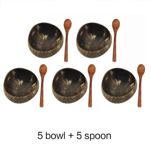 Coconut Bowl Set Smoothie Salad Dessert Shop Container Natur