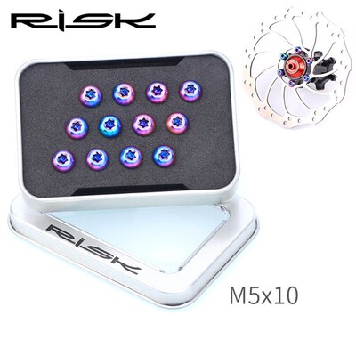 RISK 12PCS M5*10MM Bike Disc Brake Rotor Fixing Bolts TC4 Ti