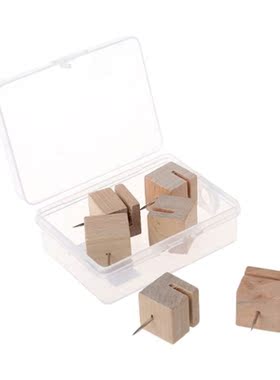 6/12pcs Wooden Square Nail Thumbtack Board Pins Pushpins Dra