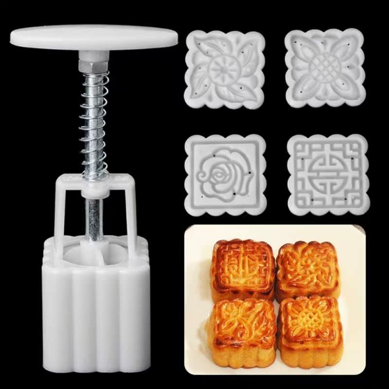 5Pcs/set Flower Mooncake Mold DIY Hand Pressure Fondant Moon