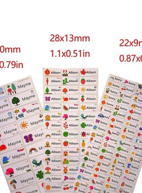 3Size Children Name Stickers Cute Cartoon Pattern Custom Wat