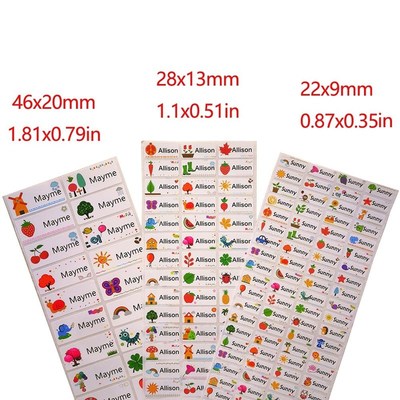 3Size Children Name Stickers Cute Cartoon Pattern Custom Wat