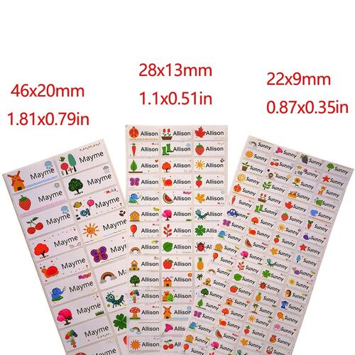 3Size Children Name Stickers Cute Cartoon Pattern Custom Wat