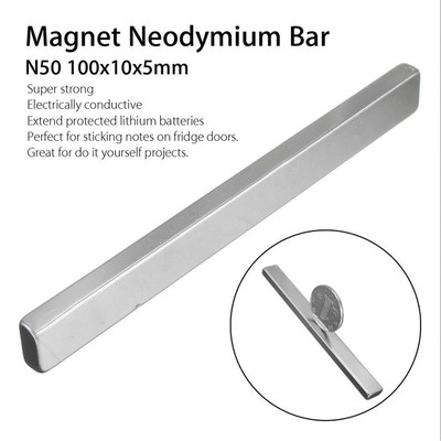 *1 Piece 100x10x5MM N50 Rectangular Magnet Bar Neodymium Lon