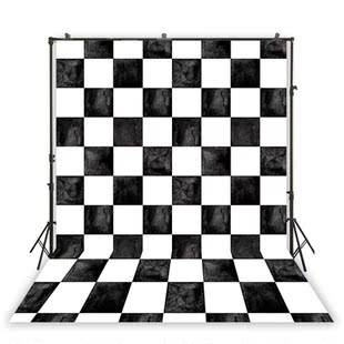 Black And White CHECKERED Pattern Backdrop Birthday Portrai