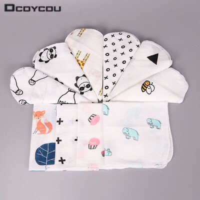 10PCS Kids Baby Cartoon Towel Handkerchief Cotton Muslin Tow