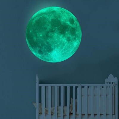 1pc 30cm Luminous Moon 3D Wall Sticker 适用于 kids room livi