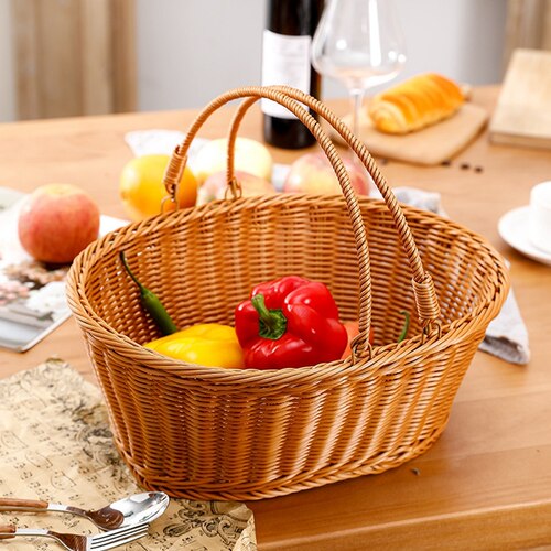 1PCS Picnic Basket Fruit Basket Bread Basket Tote Basket