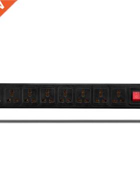 1U PDU 8 Outlet Metal Power Strip Surge Protector 250V 10A 2